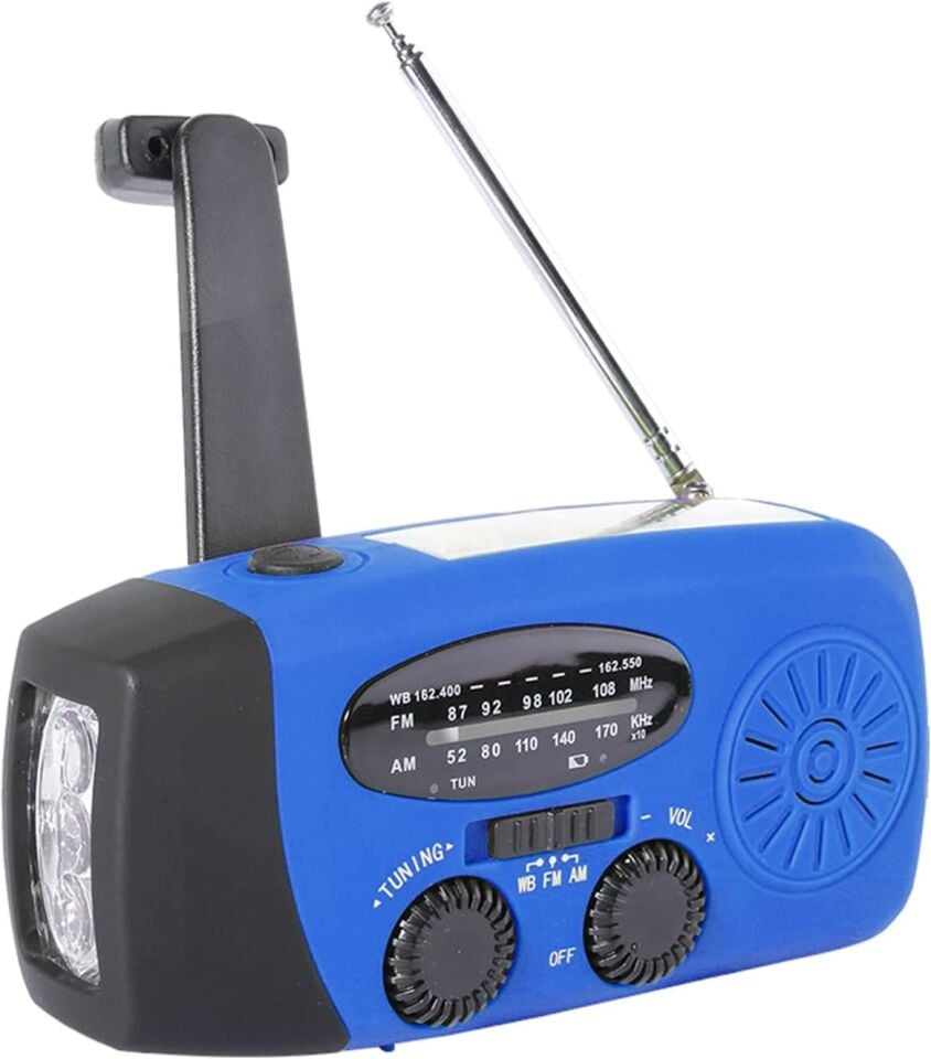 GÜNEŞ ENERJİLİ MANYETOLU EL FENERLİ POWER BANK AFET ACİL DURUM RADYOSU (RENK SEÇİNİZ) Mavi