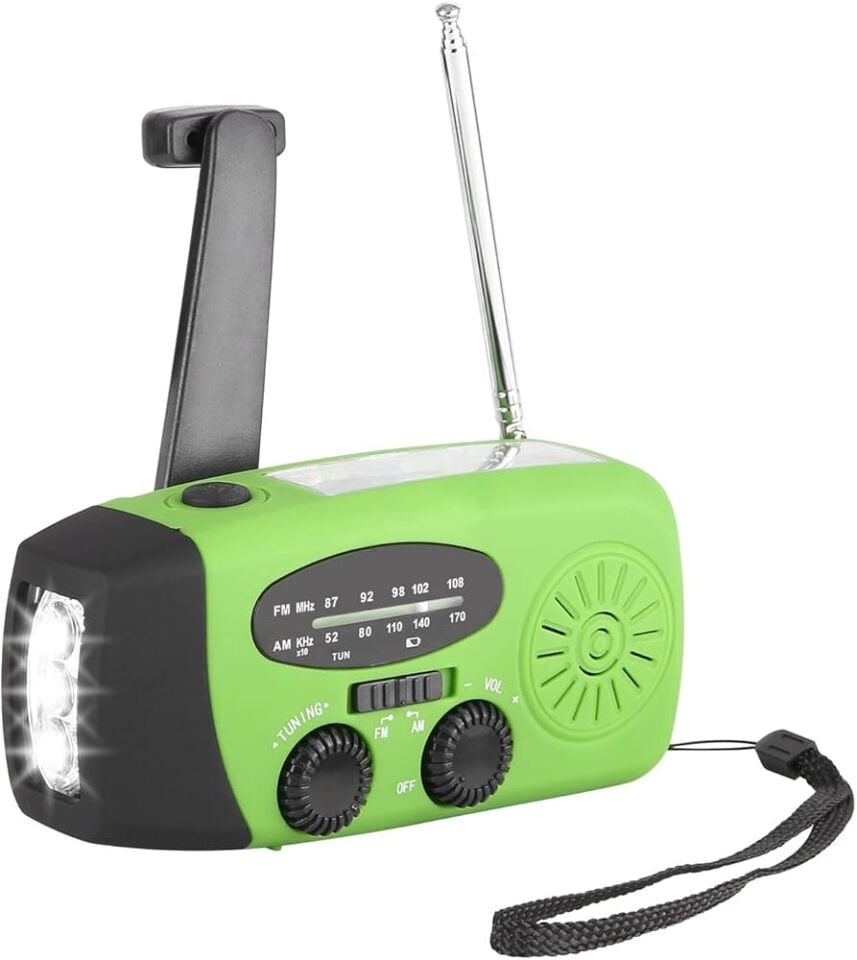GÜNEŞ ENERJİLİ MANYETOLU EL FENERLİ POWER BANK AFET ACİL DURUM RADYOSU (RENK SEÇİNİZ) Yeşil