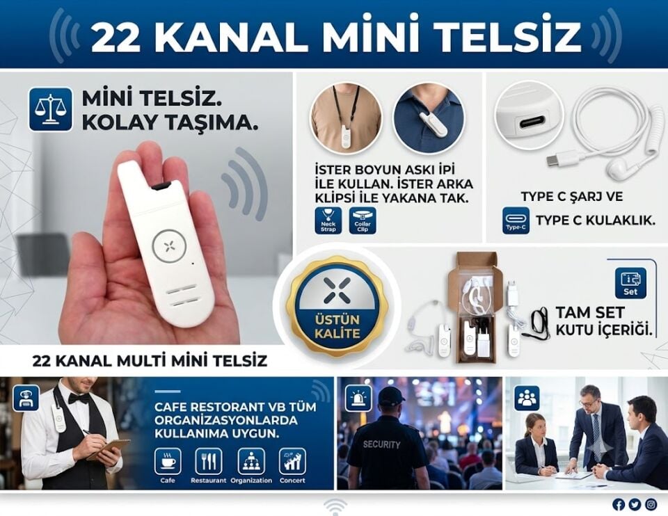 RADTEL RT-13 MİNİ TELSİZ 22 KANAL PMR (RENK SEÇİNİZ)