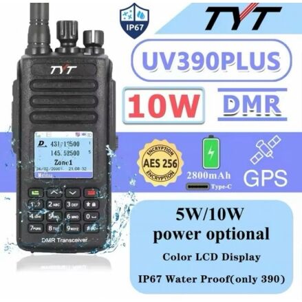 TYT MD-UV390 PLUS GPS 10W TYPE-C ip68